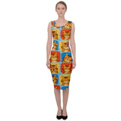 Cute Tiger Pattern Sleeveless Pencil Dress by designsbymallika