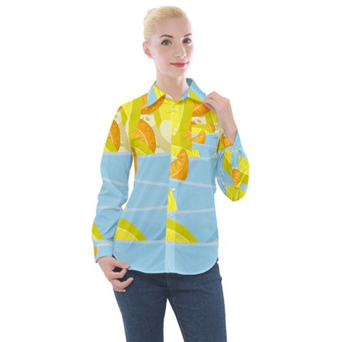 Salad Fruit Mixed Bowl Stacked Women s Long Sleeve Pocket Shirt by HermanTelo