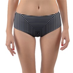 Maze Design Black White Background Reversible Mid-waist Bikini Bottoms by HermanTelo