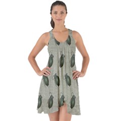 Army Green Hand Grenades Show Some Back Chiffon Dress by McCallaCoultureArmyShop