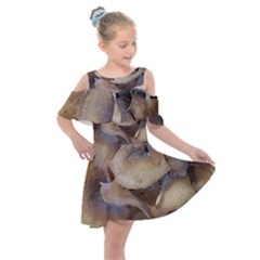 Close Up Mushroom Abstract Kids  Shoulder Cutout Chiffon Dress by Fractalsandkaleidoscopes