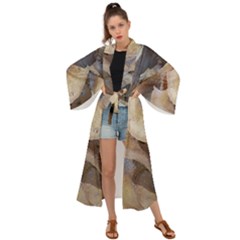 Close Up Mushroom Abstract Maxi Kimono by Fractalsandkaleidoscopes