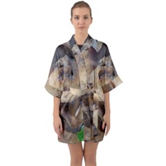 Close Up Mushroom Abstract Half Sleeve Satin Kimono  by Fractalsandkaleidoscopes