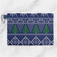 Beautiful Knitted Christmas Pattern Blur Green Canvas Cosmetic Bag (xl) by Vaneshart