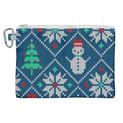 Knitted Christmas Pattern Canvas Cosmetic Bag (xl) by Vaneshart