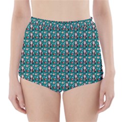 Chrix Pat Teal High-waisted Bikini Bottoms by snowwhitegirl