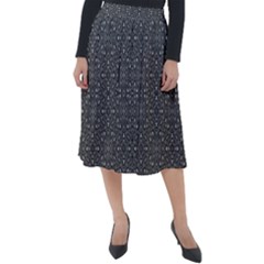 Black And White Ethnic Pattern Classic Velour Midi Skirt  by RedPanda