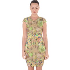 Flowers Color Colorful Watercolour Capsleeve Drawstring Dress  by HermanTelo