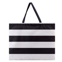 Black And White Large Stripes Goth Mime French Style Zipper Large Tote Bag by genx