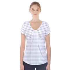 Aesthetic Black And White Grid Paper Imitation Short Sleeve Front Detail Top by genx