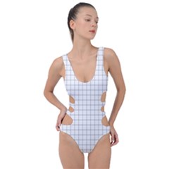 Aesthetic Black And White Grid Paper Imitation Side Cut Out Swimsuit by genx