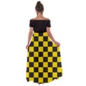 Checkerboard Pattern Black and Yellow Ancap Libertarian Off Shoulder Open Front Chiffon Dress View2