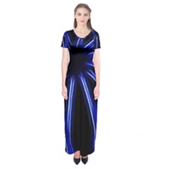 Light Effect Blue Bright Design Short Sleeve Maxi Dress by HermanTelo