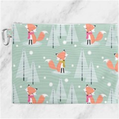 Cute Fox Christmas Winter Seamless Pattern Canvas Cosmetic Bag (xxxl) by Vaneshart