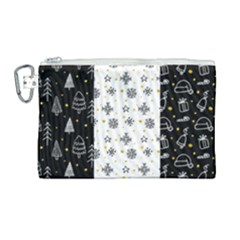 Black Golden Christmas Pattern Collection Canvas Cosmetic Bag (large) by Vaneshart