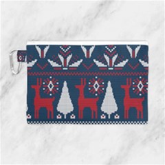 Knitted Christmas Pattern Canvas Cosmetic Bag (large) by Vaneshart