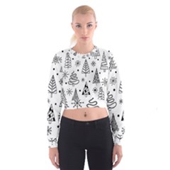 Seamless Pattern With Christmas Trees Cropped Sweatshirt by Vaneshart
