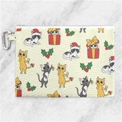 Christmas Funny Pattern Cat Canvas Cosmetic Bag (xl) by Vaneshart