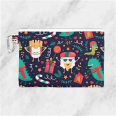 Colorful Funny Christmas Pattern Cute Cartoon Canvas Cosmetic Bag (large) by Vaneshart