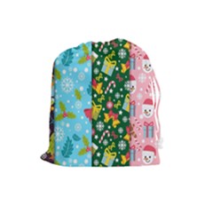 Flat Design Christmas Pattern Collection Drawstring Pouch (large) by Vaneshart