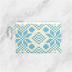 Beautiful Knitted Christmas Pattern Blue White Canvas Cosmetic Bag (small) by Vaneshart