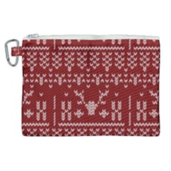 Beautiful Knitted Christmas Pattern Red Canvas Cosmetic Bag (xl) by Vaneshart
