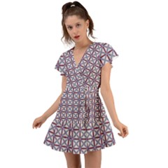 Df Donos Grid Flutter Sleeve Wrap Dress by deformigo
