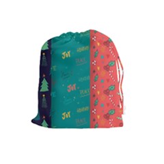 Hand Drawn Christmas Pattern Collection Drawstring Pouch (large) by Vaneshart