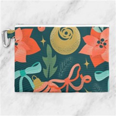 Colorful Vintage Christmas Pattern Canvas Cosmetic Bag (xl) by Vaneshart
