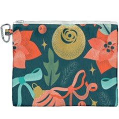 Colorful Vintage Christmas Pattern Canvas Cosmetic Bag (xxxl) by Vaneshart