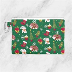 Colorful Funny Christmas Pattern Green Canvas Cosmetic Bag (large) by Vaneshart