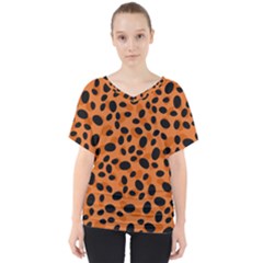 Orange Cheetah Animal Print V-neck Dolman Drape Top by mccallacoulture