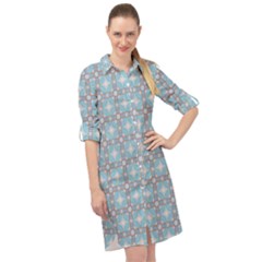 Df Tech Sky Long Sleeve Mini Shirt Dress by deformigo