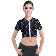 Buddhism Motif Print Pattern Design Short Sleeve Cropped Jacket by dflcprintsclothing