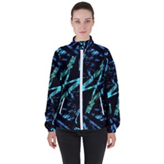 Modern Abstract Geo Print Women s High Neck Windbreaker by dflcprintsclothing
