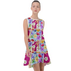 Flowers Trapped In The  Chains Frill Swing Dress by printondress