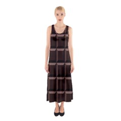Dark Chocolate Seamless Pattern Sweet Texture Sleeveless Maxi Dress by Wegoenart