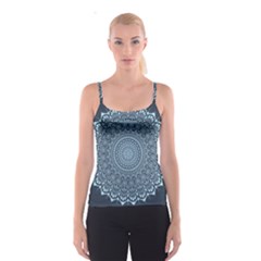 Luxury Mandala With Golden Arabesque Pattern Arabic Islamic East Style Spaghetti Strap Top by Wegoenart