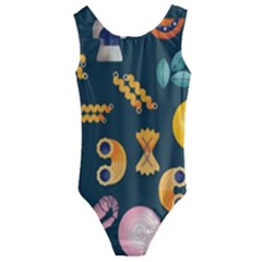 Italian Food Seamless Pattern Kids  Cut-out Back One Piece Swimsuit by Wegoenart