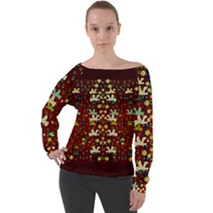 Happy Birds In Freedom And Peace Off Shoulder Long Sleeve Velour Top by pepitasart