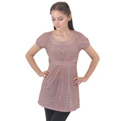 Pink Alligator Print Puff Sleeve Tunic Top by LoolyElzayat