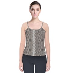 Python Snakeskin Print Velvet Spaghetti Strap Top by LoolyElzayat