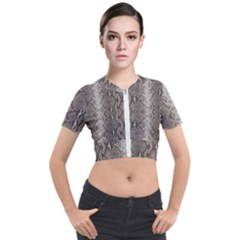 Python Snakeskin Print Short Sleeve Cropped Jacket by LoolyElzayat