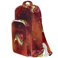 Wonderful Heart On Vintage Background Double Compartment Backpack by FantasyWorld7