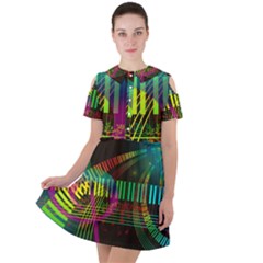 Music Piano Treble Clef Clef Short Sleeve Shoulder Cut Out Dress  by Vaneshart