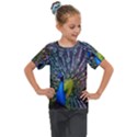 Peacock Colors Bird Colorful Kids  Mesh Piece Tee View1