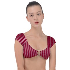 Nice Stripes - Carmine Red Cap Sleeve Ring Bikini Top by FashionBoulevard