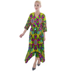 Birds In Peace And Calm Quarter Sleeve Wrap Front Maxi Dress by pepitasart