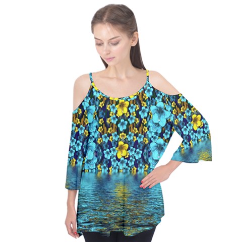 Flower Island And A Horizon Flutter Tees by pepitasart