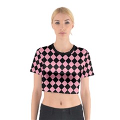Block Fiesta Black And Flamingo Pink Cotton Crop Top by FashionBoulevard